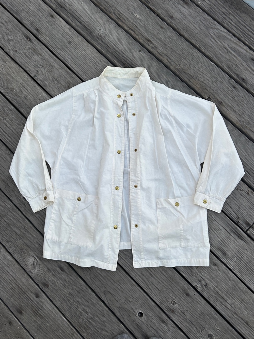Vintage 100% Cotton Lightweight Utility Jacket Large Women Chore Field Barn Coat